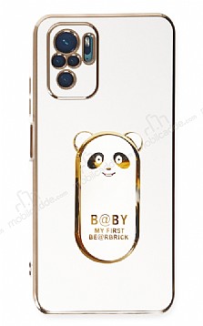 Eiroo Xiaomi Redmi Note 10 Baby Panda Standl Beyaz Silikon Klf