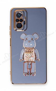 Eiroo Xiaomi Redmi Note 10 Pro Candy Bear Standl Mavi Silikon Klf