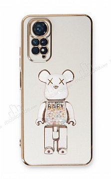 Eiroo Xiaomi Redmi Note 11 Candy Bear Standl Beyaz Silikon Klf