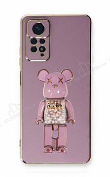 Eiroo Xiaomi Redmi Note 11 Pro Candy Bear Standl Mor Silikon Klf