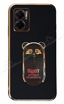 Eiroo Xiaomi Redmi Note 11E Baby Panda Standl Siyah Silikon Klf