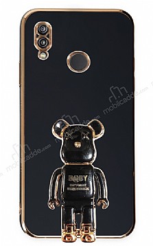 Eiroo Xiaomi Redmi Note 7 Baby Bear Standl Siyah Silikon Klf
