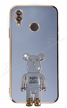 Eiroo Xiaomi Redmi Note 7 Baby Bear Standl Mavi Silikon Klf