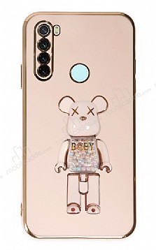 Eiroo Xiaomi Redmi Note 8 Candy Bear Standl Pembe Silikon Klf