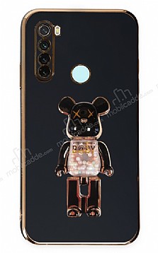 Eiroo Xiaomi Redmi Note 8 Candy Bear Standl Siyah Silikon Klf