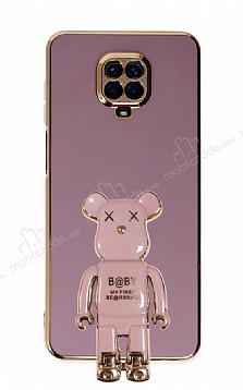 Eiroo Xiaomi Redmi Note 9 Pro Baby Bear Standl Mor Silikon Klf