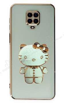 Eiroo Xiaomi Redmi Note 9S Aynal Kitty Standl Yeil Silikon Klf