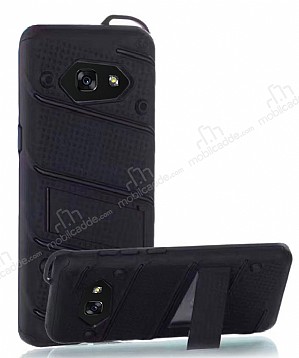 Eiroo Zag Armor Samsung Galaxy A3 2017 Standl Ultra Koruma Siyah Klf