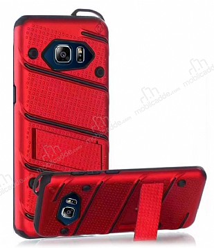 Eiroo Zag Armor Samsung Galaxy Note 5 Standl Ultra Koruma Krmz Klf