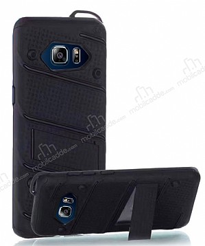 Eiroo Zag Armor Samsung Galaxy Note 5 Standl Ultra Koruma Siyah Klf
