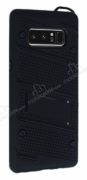Eiroo Zag Armor Samsung Galaxy Note 8 Standl Ultra Koruma Siyah Klf
