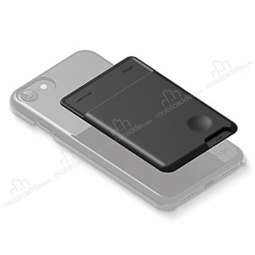 Elago Card Pocket Silikon Siyah Telefon Kartl