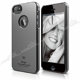 Elago iPhone SE / 5 / 5S Slim Fit 1 Series Metalik Koyu Gri Rubber Klf