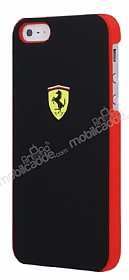 Ferrari iPhone SE / 5 / 5S Krmz izgili Siyah Rubber Klf