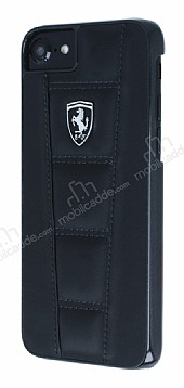 Ferrari iPhone 6 / 6S / 7 / 8 Gerek Deri Siyah Rubber Klf