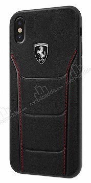 Ferrari iPhone X / XS Gerek Deri Siyah Rubber Klf