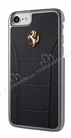 Ferrari iPhone 7 / 8 Gerek Deri Siyah Rubber Klf