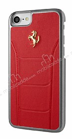 Ferrari iPhone 7 / 8 Gerek Deri Krmz Rubber Klf