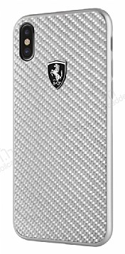 Ferrari iPhone X / XS Karbon Silver Silikon Klf