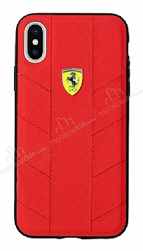 Ferrari iPhone X / XS Silikon Kenarl Krmz Rubber Klf