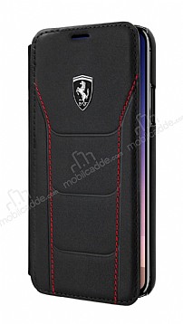 Ferrari iPhone XS Max Czdanl Kapakl Gerek Siyah Deri Klf