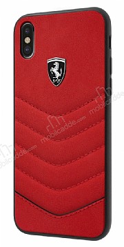 Ferrari iPhone XS Max Krmz Gerek Deri Rubber Klf