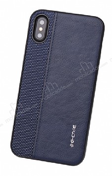 G-Case Earl Series iPhone X / XS Deri Lacivert Rubber Klf