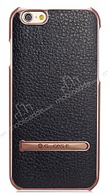 G-Case iPhone 6 / 6S Rose Gold Kenarl Standl Deri Siyah Rubber Klf