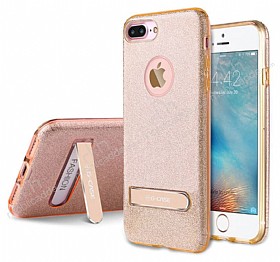 G-Case iPhone 7 Plus / 8 Plus Standl Simli Gold Silikon Klf