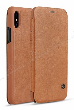 G-Case iPhone X / XS Czdanl Kapakl Kahverengi Deri Klf