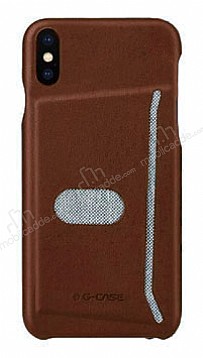 G-Case Jazz Series iPhone X / XS Kartlkl Deri Kahverengi Rubber Klf