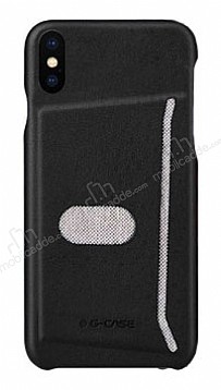 G-Case Jazz Series iPhone X / XS Kartlkl Deri Siyah Rubber Klf