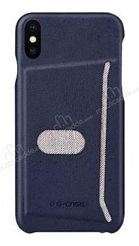 G-Case Jazz Series iPhone X / XS Kartlkl Deri Lacivert Rubber Klf