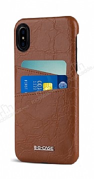 G-Case Koco iPhone X / XS Kartlkl Kahverengi Deri Klf