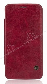 G-Case LG G5 Czdanl nce Yan Kapakl Krmz Deri Klf