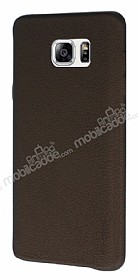 G-Case Samsung Galaxy Note 5 Deri Grnml Kahverengi Rubber Klf