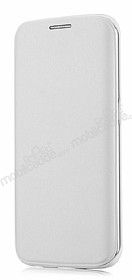 G-Case Samsung Galaxy S6 Edge nce Yan Kapakl Beyaz Deri Klf
