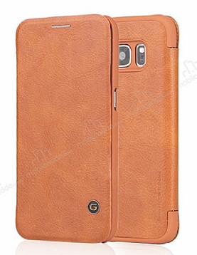 G-Case Samsung Galaxy S6 Edge Plus Kapakl Kahverengi Deri Klf