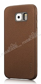 G-Case Samsung Galaxy S6 Edge Plus Deri Grnml Kahverengi Rubber Klf