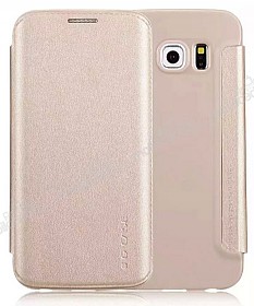 G-Case Samsung Galaxy S6 Edge Plus nce Yan Kapakl Gold Deri Klf