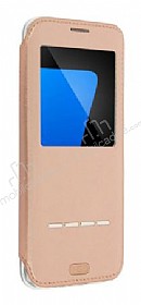 G-Case Samsung Galaxy S7 Manyetik Kapakl Pencereli Gold Deri Klf