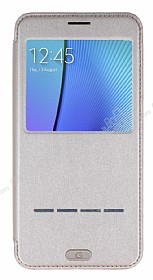 G-Case Sense Samsung Galaxy Note 5 Manyetik Kapakl Pencereli Gold Deri Klf