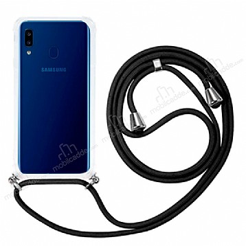 Samsung Galaxy A20 Askl effaf Siyah Silikon Klf