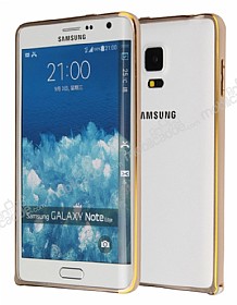 Eiroo Samsung Galaxy Note Edge Gold izgili Round Metal Bumper ereve Gold Klf