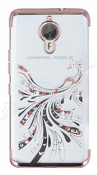 General Mobile GM 5 Plus Rose Gold Peacock Tal effaf Silikon Klf