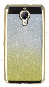 General Mobile GM 5 Plus Simli Parlak Gold Silikon Klf