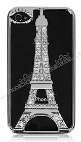 Good Luck iPhone 4 / 4S Tal Eiffel Kulesi Gri Rubber Klf
