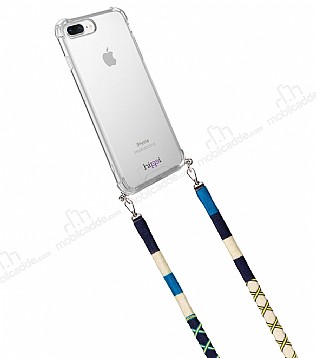 hippi iPhone 7 Plus / 8 Plus Lemon Örgü Yassı Askılı Ultra Koruma Telefon Kılıfı