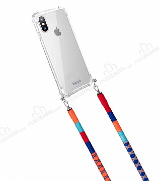 hippi iPhone X / XS Pomegranate Örgü Yassı Askılı Ultra Koruma Telefon Kılıfı