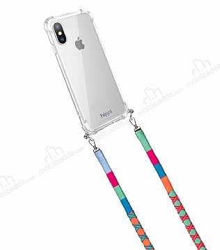 hippi iPhone X / XS Raspberry Örgü Yassı Askılı Ultra Koruma Telefon Kılıfı